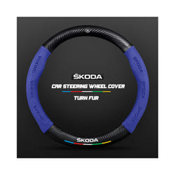 Carbon Fiber Car Steering Wheel Cover Alcantara for Skoda Octavia 2 1 - O Blue