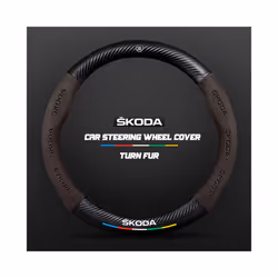 Carbon Fiber Car Steering Wheel Cover Alcantara for Skoda Octavia 2 1 - O Brown