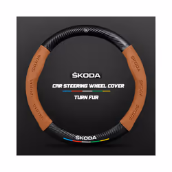Carbon Fiber Car Steering Wheel Cover Alcantara for Skoda Octavia 2 1 - O light brown