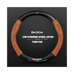 Carbon Fiber Car Steering Wheel Cover Alcantara for Skoda Octavia 2 1 - O light brown