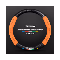 Carbon Fiber Car Steering Wheel Cover Alcantara for Skoda Octavia 2 1 - O Orange