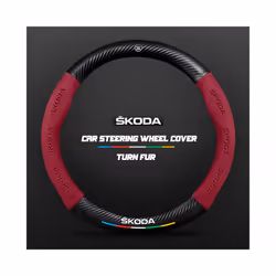 Carbon Fiber Car Steering Wheel Cover Alcantara for Skoda Octavia 2 1 - O Red