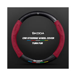 Carbon Fiber Car Steering Wheel Cover Alcantara for Skoda Octavia 2 1 - O Red