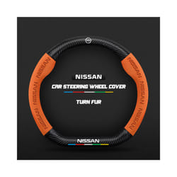 Carbon Fiber Auto Steering Wheel Cover for Nissan Qashqai J11 J10 Leaf - D Orange