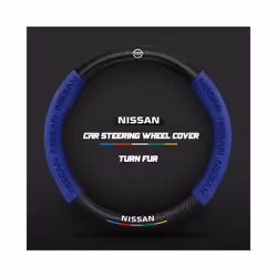 Carbon Fiber Auto Steering Wheel Cover for Nissan Qashqai J11 J10 Leaf - O Blue