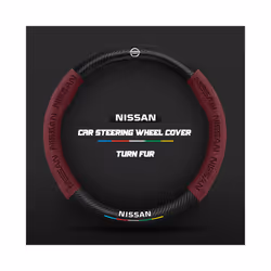 Carbon Fiber Auto Steering Wheel Cover for Nissan Qashqai J11 J10 Leaf - O Red