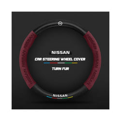 Carbon Fiber Auto Steering Wheel Cover for Nissan Qashqai J11 J10 Leaf - O Red