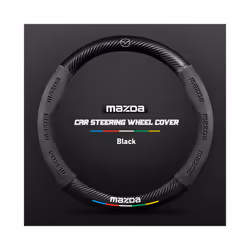 Carbon Fiber Auto Steering Wheel Cover Alcantara Leather for Mazda Series - O Black
