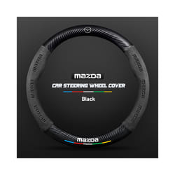 Carbon Fiber Auto Steering Wheel Cover Alcantara Leather for Mazda Series - O Black