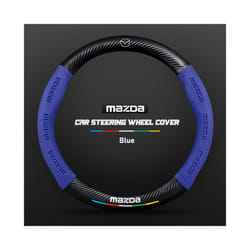 Carbon Fiber Auto Steering Wheel Cover Alcantara Leather for Mazda Series - O Blue
