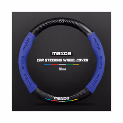 Carbon Fiber Auto Steering Wheel Cover Alcantara Leather for Mazda Series - O Blue