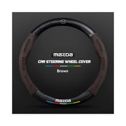 Carbon Fiber Auto Steering Wheel Cover Alcantara Leather for Mazda Series - O Brown