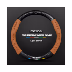 Carbon Fiber Auto Steering Wheel Cover Alcantara Leather for Mazda Series - O Light Brown
