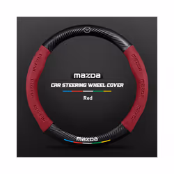 Carbon Fiber Auto Steering Wheel Cover Alcantara Leather for Mazda Series - O Red