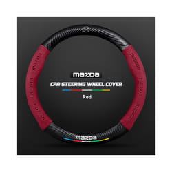 Carbon Fiber Auto Steering Wheel Cover Alcantara Leather for Mazda Series - O Red