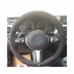 Black Suede Leather Car Steering Wheel Cover For BMW F87 M2 F80 M3 F82 - Style 1