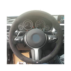 Black Suede Leather Car Steering Wheel Cover For BMW F87 M2 F80 M3 F82 - Style 1
