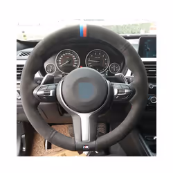 Black Suede Leather Car Steering Wheel Cover For BMW F87 M2 F80 M3 F82 - Style 2