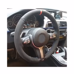 Black Suede Leather Car Steering Wheel Cover For BMW F87 M2 F80 M3 F82 - Style 3