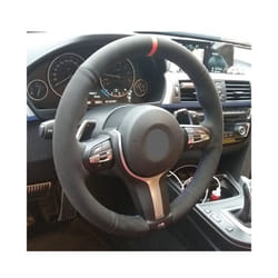 Black Suede Leather Car Steering Wheel Cover For BMW F87 M2 F80 M3 F82 - Style 3