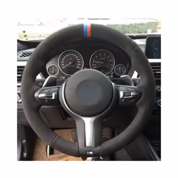 Black Suede Leather Car Steering Wheel Cover For BMW F87 M2 F80 M3 F82 - Style 4