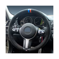 Black Suede Leather Car Steering Wheel Cover For BMW F87 M2 F80 M3 F82 - Style 5