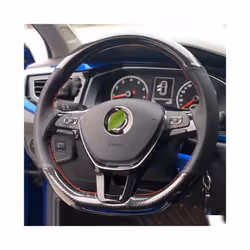 Hand-Stitched Soft Black Carbon Fiber Black Suede Car Steering Wheel Cover - style 4