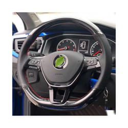 Hand-Stitched Soft Black Carbon Fiber Black Suede Car Steering Wheel Cover - style 5