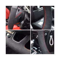 Customized Car Steering Wheel Cover Wrap Non-Slip Car Accessories For - Brown Thread