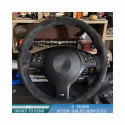 Customized Car Steering Wheel Cover Wrap Non-Slip Car Accessories For - Orange Thread