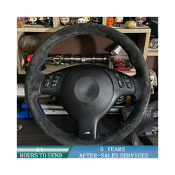Customized Car Steering Wheel Cover Wrap Non-Slip Car Accessories For - White Thread