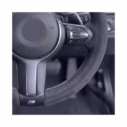 Black Suede Car Steering Wheel Cover For BMW M Sport F30 F31 F34 F10 F11 - Yellow Thread