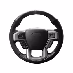 Car Steering Wheel Cover Black Genuine Leather Suede For Ford F-150 F150 - Style 1
