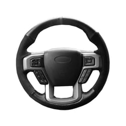 Car Steering Wheel Cover Black Genuine Leather Suede For Ford F-150 F150 - Style 2