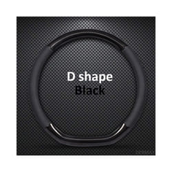 D Shape O Shape Steering Wheel Cover Genuine leather Cow Skin + Carbon - D shape Black
