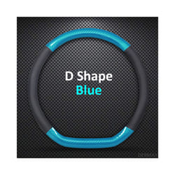 D Shape O Shape Steering Wheel Cover Genuine leather Cow Skin + Carbon - D shape Blue