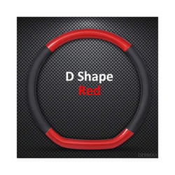 D Shape O Shape Steering Wheel Cover Genuine leather Cow Skin + Carbon - D shape Red