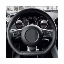 Car Steering Wheel Cover DIY Non-slip Black Suede For Audi TT TTS (8J) - Gray Thread