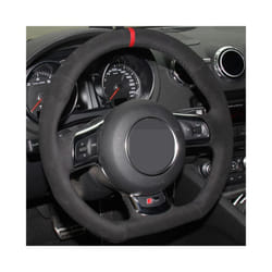 Car Steering Wheel Cover DIY Non-slip Black Suede For Audi TT TTS (8J) - Red Thread
