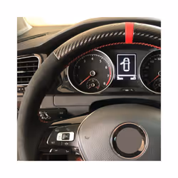 Non-Slip Black Carbon Fiber Suede Car Steering Wheel Cover Braid For Volkswagen - Orange Thread