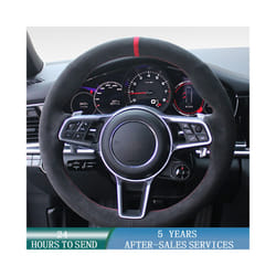 Car Steering Wheel Cover Suede Original Steering Wheel Braid For Porsche - Black Thread