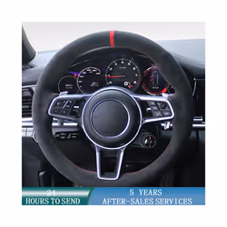 Car Steering Wheel Cover Suede Original Steering Wheel Braid For Porsche - Orange Thread