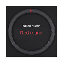 Car Suede Leather Steering Wheel Cover Fur Steering Wheel Cover D Shape - a