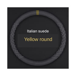 Car Suede Leather Steering Wheel Cover Fur Steering Wheel Cover D Shape - c
