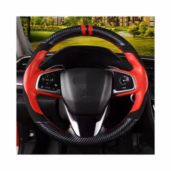 DIY Black Genuine Leather Suede Carbon Fiber Car Steering Wheel Cover - style 1