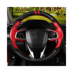 DIY Black Genuine Leather Suede Carbon Fiber Car Steering Wheel Cover - style 1