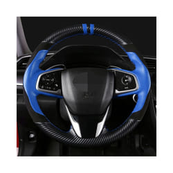 DIY Black Genuine Leather Suede Carbon Fiber Car Steering Wheel Cover - style 2