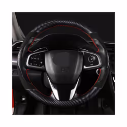 DIY Black Genuine Leather Suede Carbon Fiber Car Steering Wheel Cover - style 2