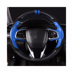 DIY Black Genuine Leather Suede Carbon Fiber Car Steering Wheel Cover - style 2