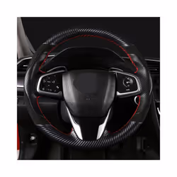 DIY Black Genuine Leather Suede Carbon Fiber Car Steering Wheel Cover - style 3